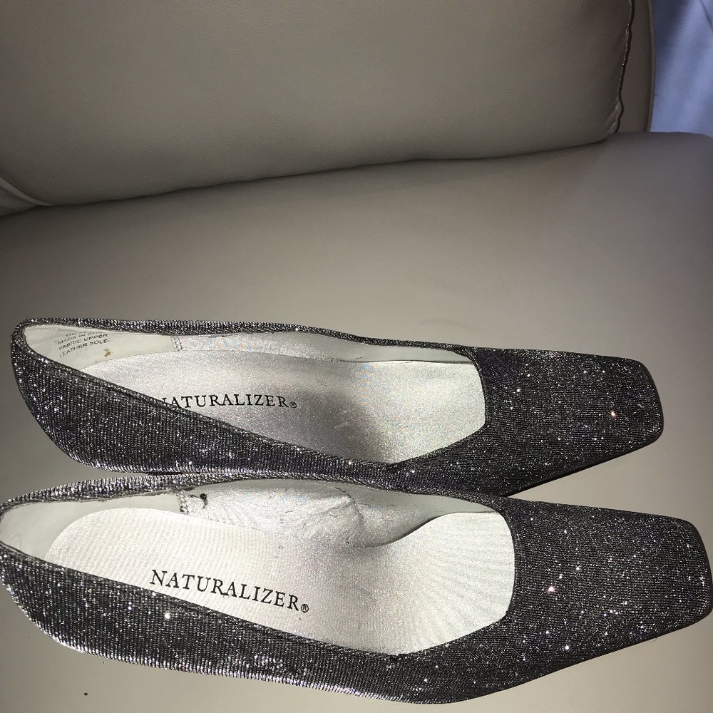 Silver Glitter Evening Shoes